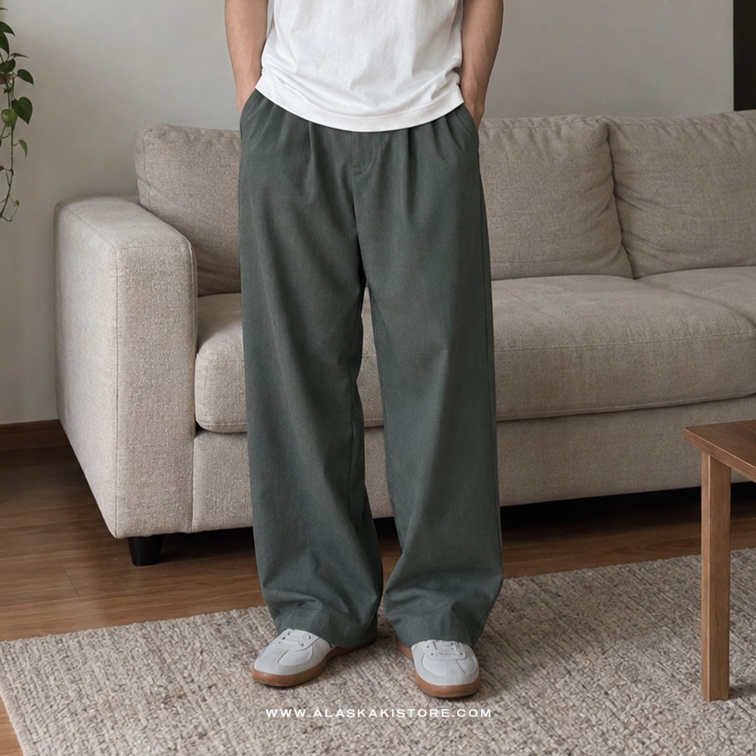 Wide Loose Pants Olive GU5037