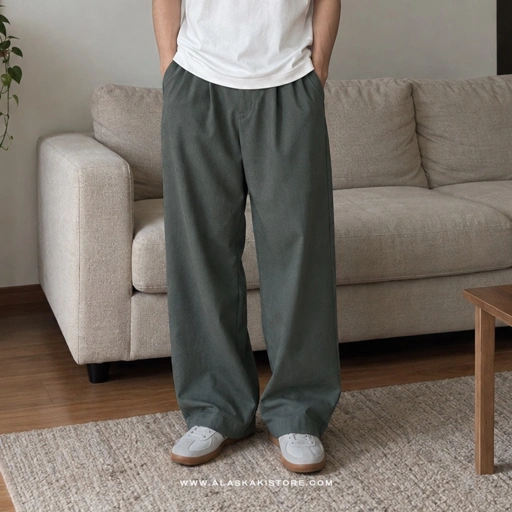 Wide Loose Pants Olive GU5037