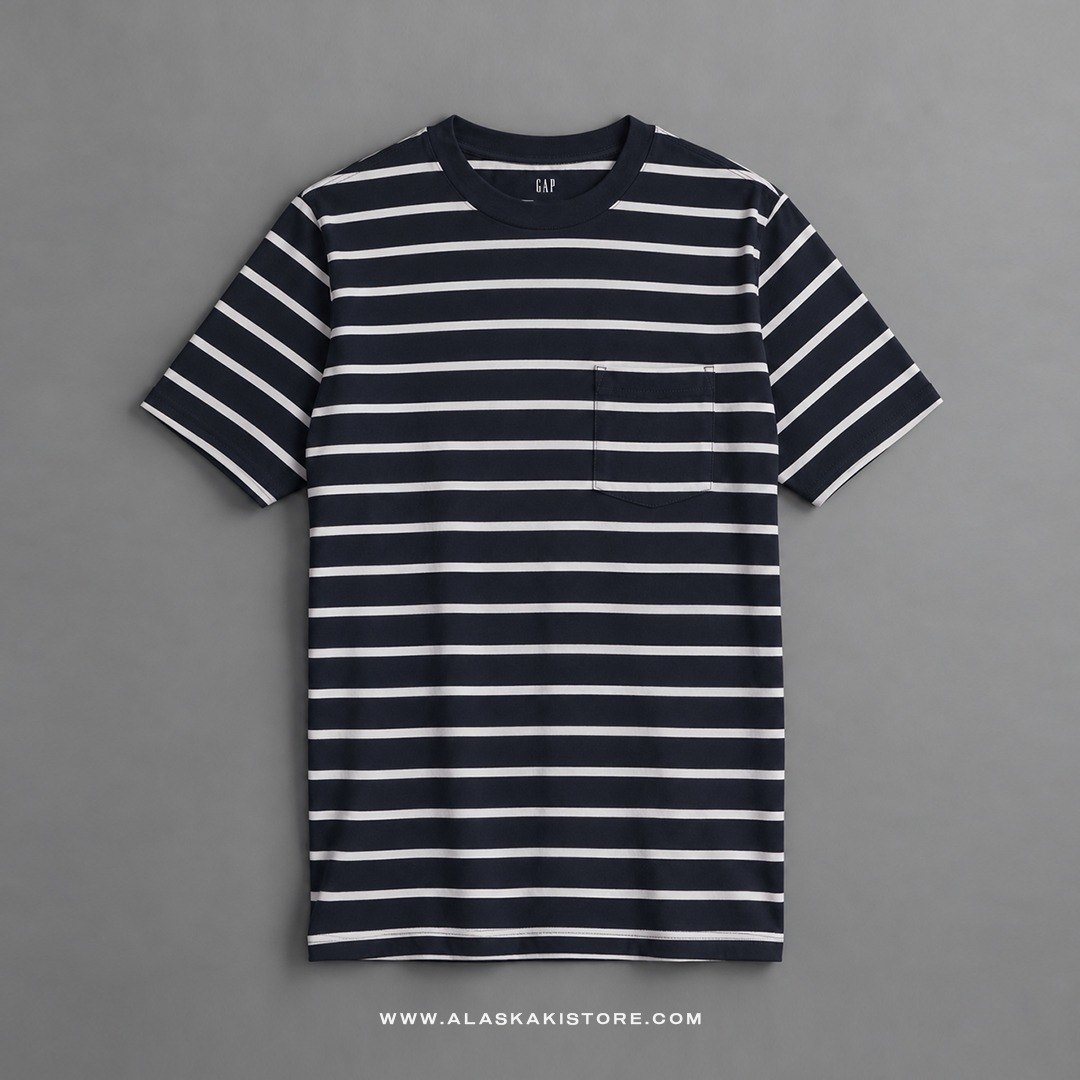 Pocket Tees Stripe Dark Navy GA4083