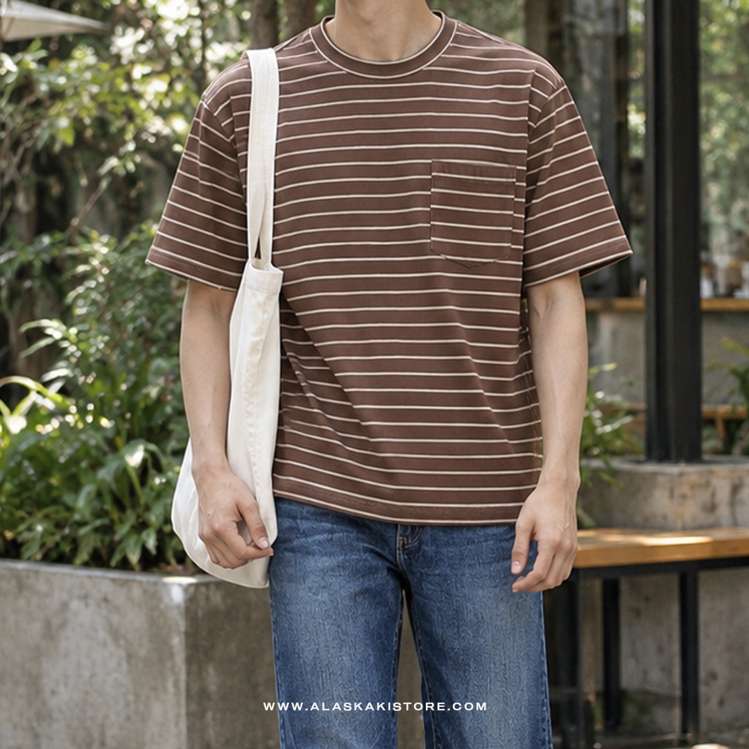 Pocket Tees Stripe Brown GA4085
