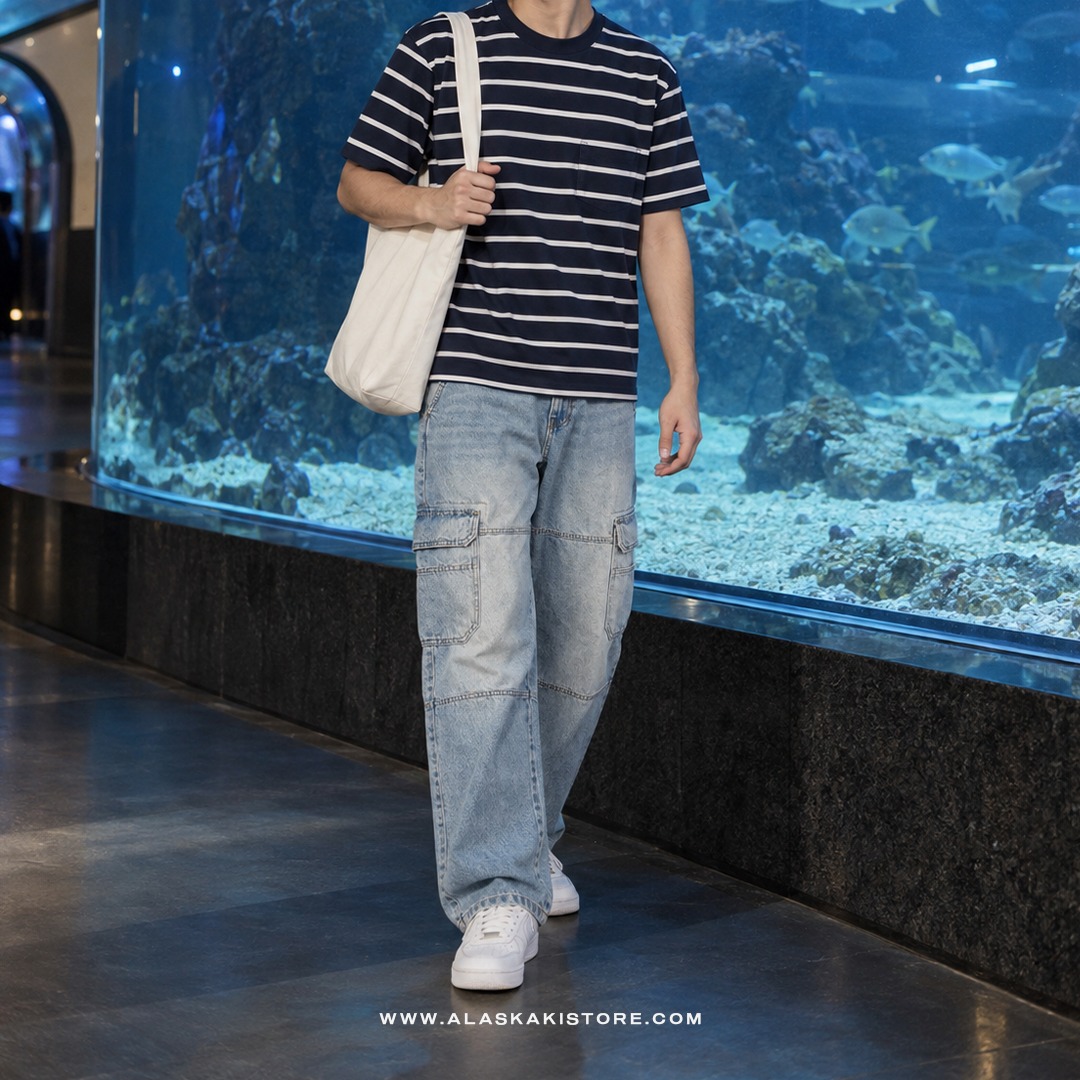 Pocket Tees Stripe Dark Navy GA4083