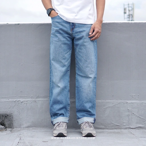Image of Straight Fit Jeans Trousers Blue GU5013