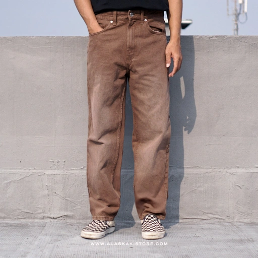 Image of Loose Fit Jeans Trousers Brown BS5032