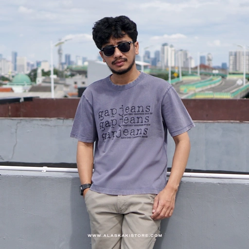 Image of Printed Heavyweight Boxy Tee Navy GA4068