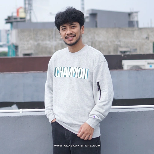 Image of Printed Crewneck Sweatshirt Light Grey CH7046