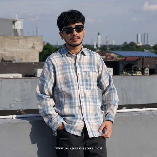 Image of Flannel Shirt by Common Issue Blue CI2002