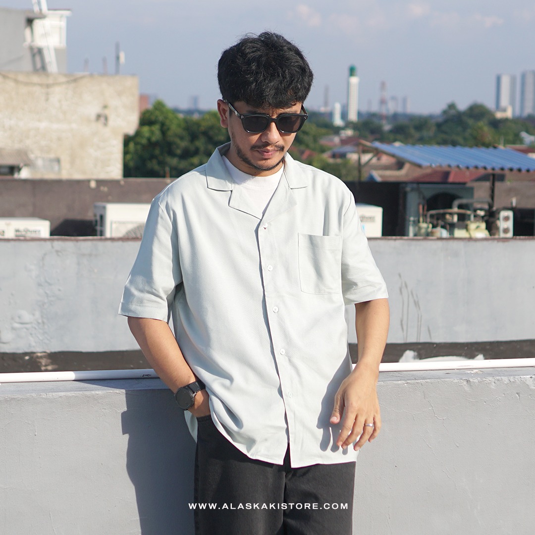 Open Collar Shirt by Hush Puppi*s Mint Sage HP2001