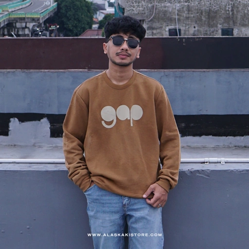 Image of Printed Logo Crewneck Sweatshirt Brown GA7015