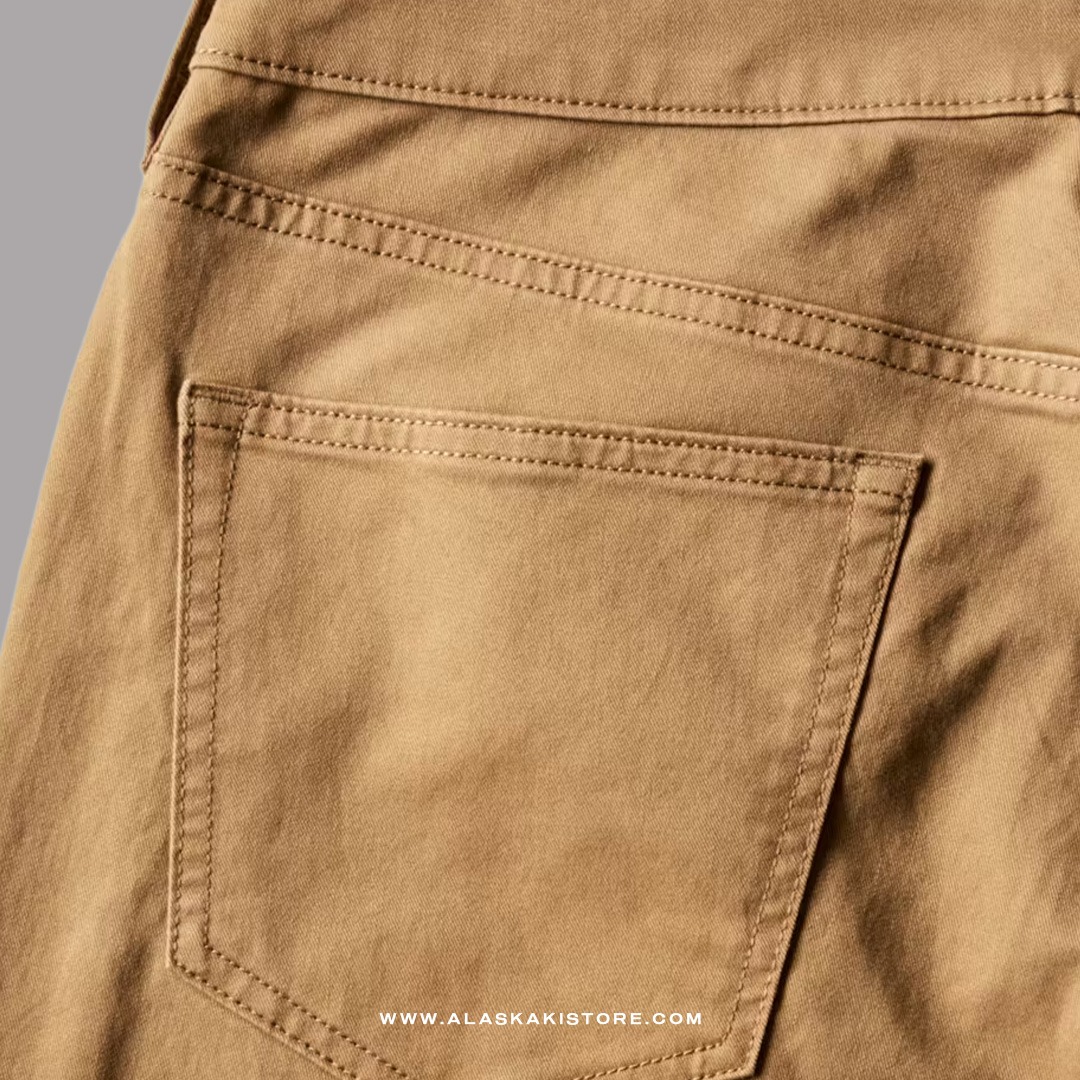 Twill Pants Athletic Tappered Fit Brown FT5015