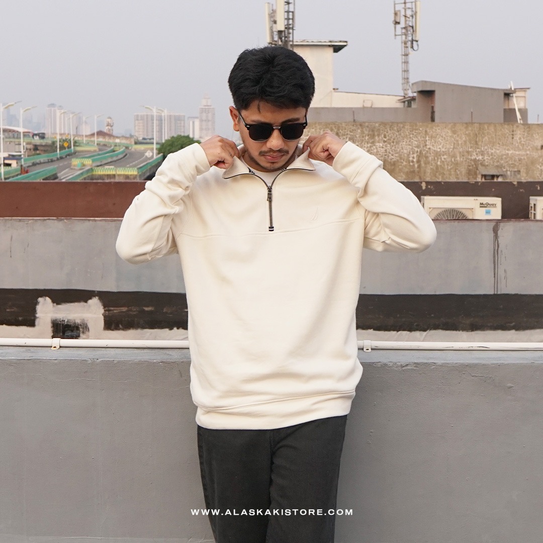 Half Zip Sweatshirt Beige NC1013