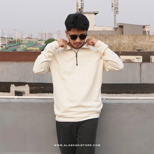 Image of Half Zip Sweatshirt Beige NC1013