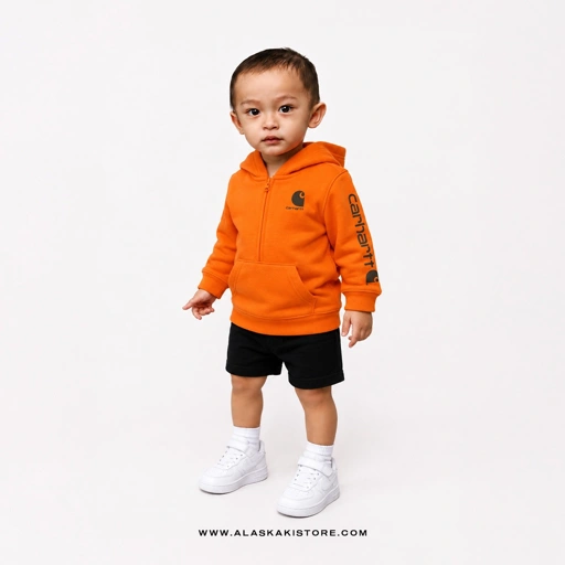 Image of Half Zip Hoodie Baby Orange CR1015