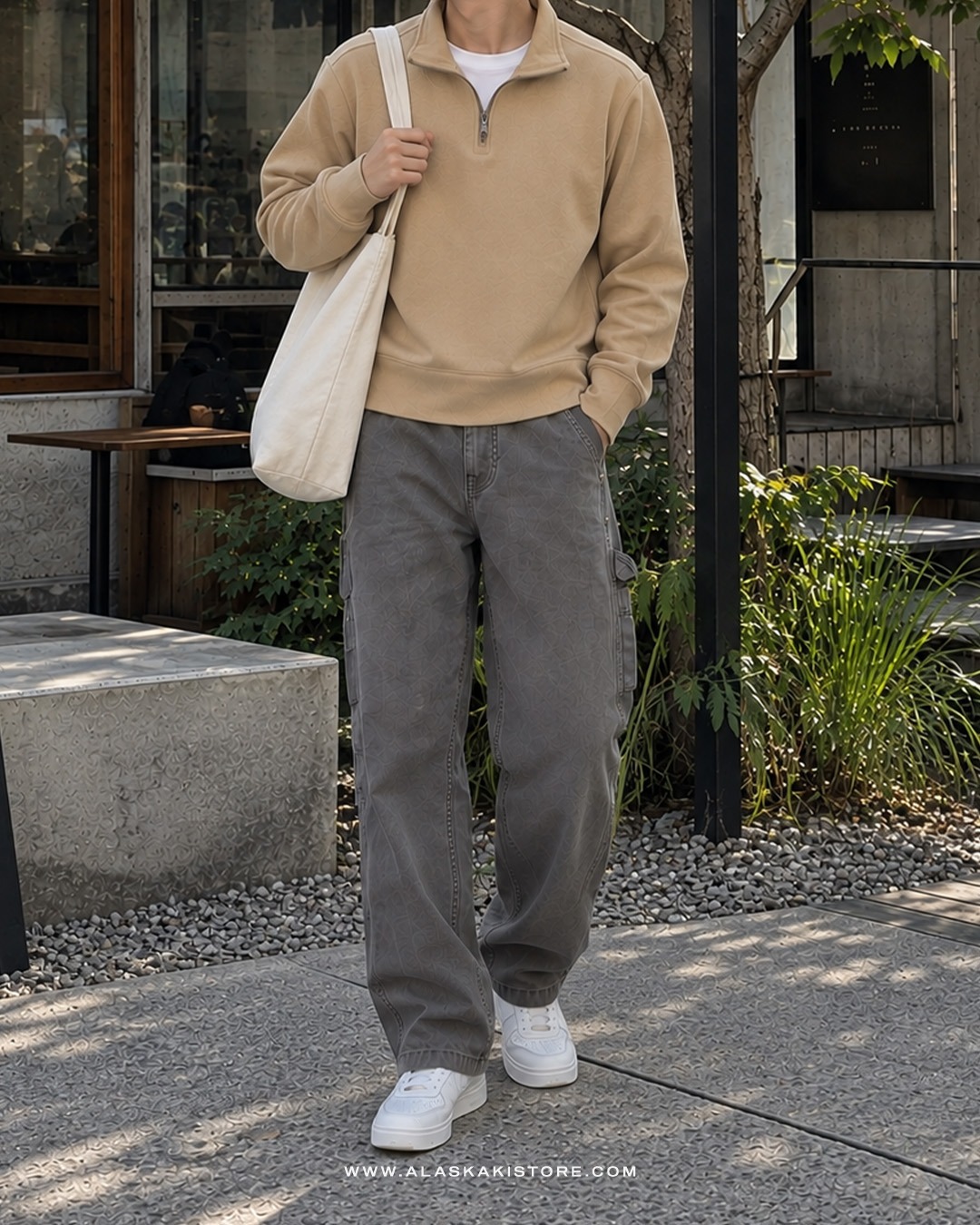 Half Zip Sweatshirt Khaki BR7003