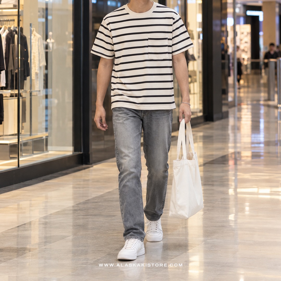 Pocket Tees Stripe Beige GA4081