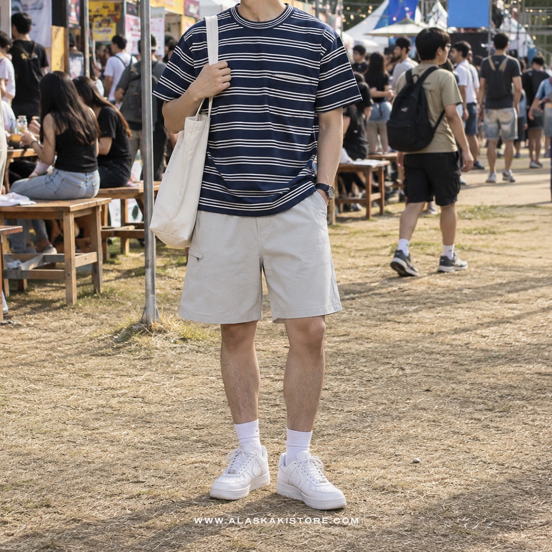 Pocket Tees Stripe Navy GA4082