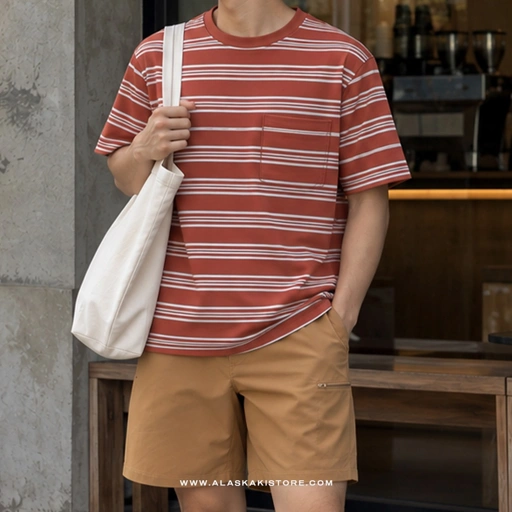 Pocket Tees Stripe Terracotta GA4084