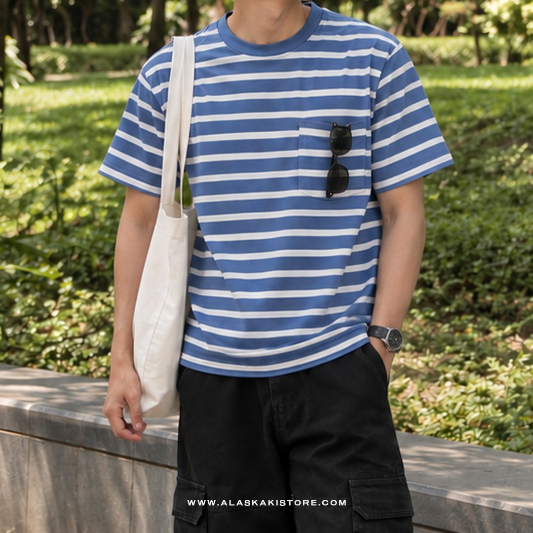 Pocket Tees Stripe Blue GA4086
