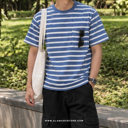 Pocket Tees Stripe Blue GA4086