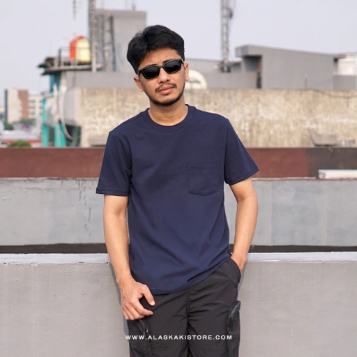 Image of Standard Fit Pocket Tee Navy GA4059