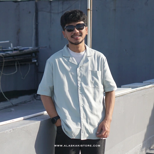 Image of Open Collar Shirt by Hush Puppi*s Mint Sage HP2001