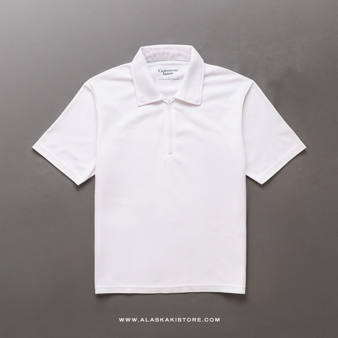 Half Zip Polo Shirt by Common Issue White CI4042