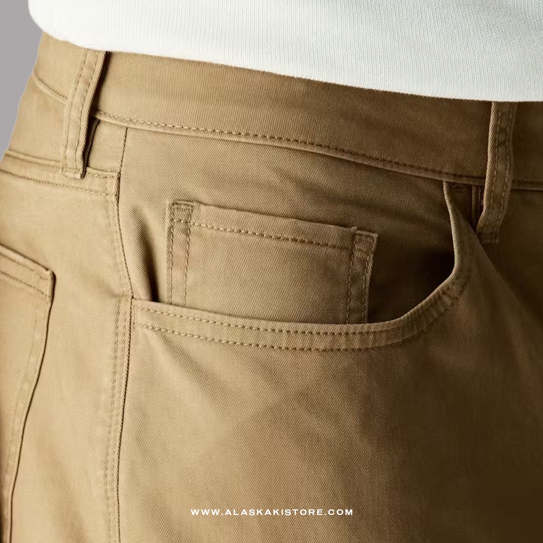Twill Pants Athletic Tappered Fit Brown FT5015