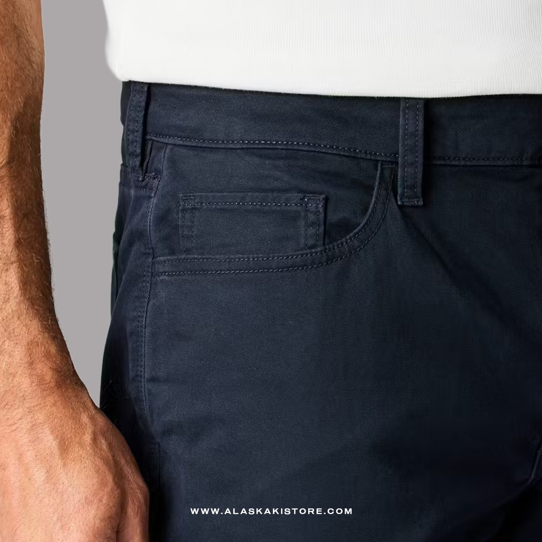 Twill Pants Athletic Tappered Fit Navy FT5016