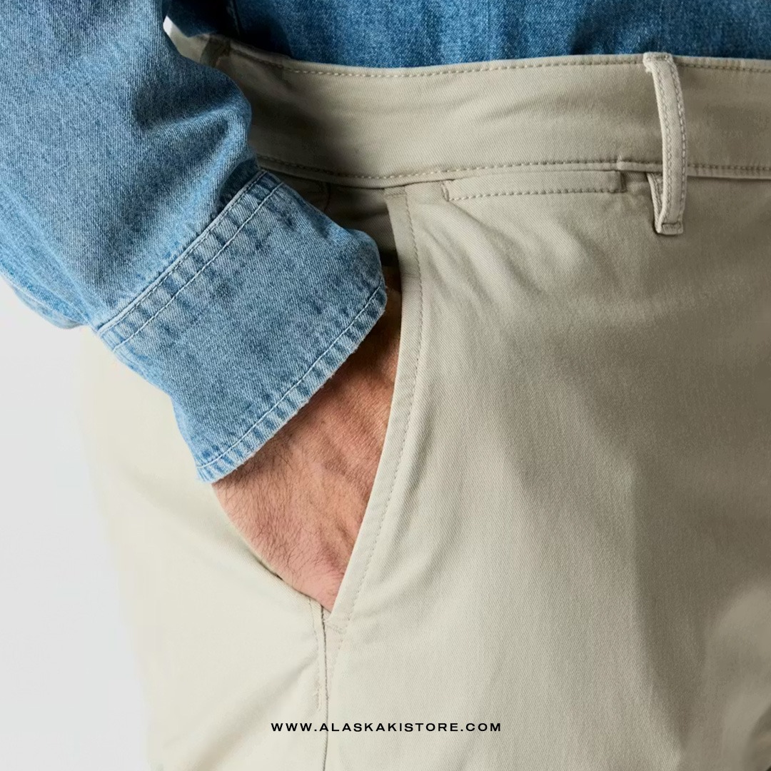 Athletic Tappered Fit Chino Pants Ivory White FT5031