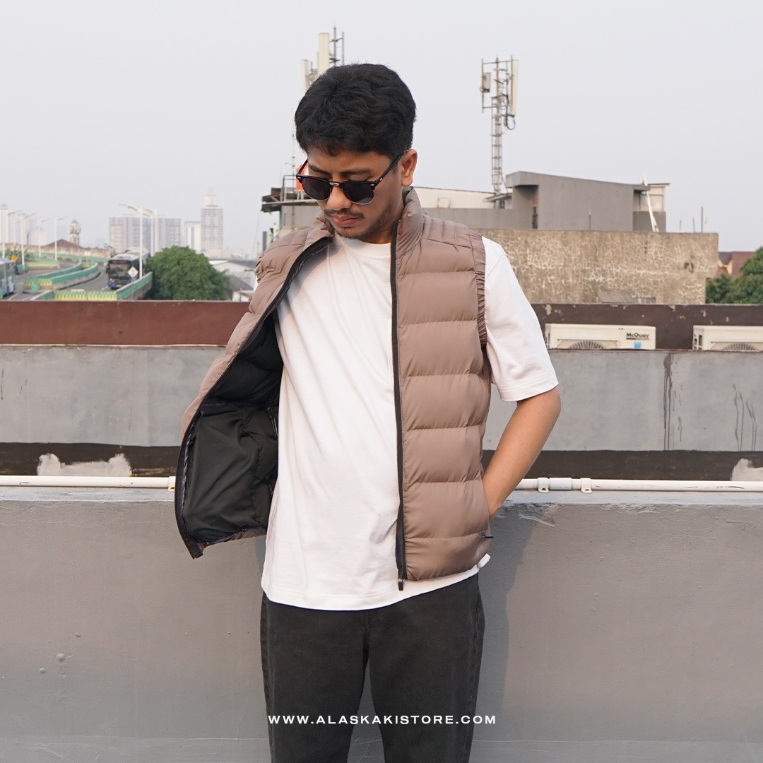 Puffer Vest Jacket Khaki BS1011