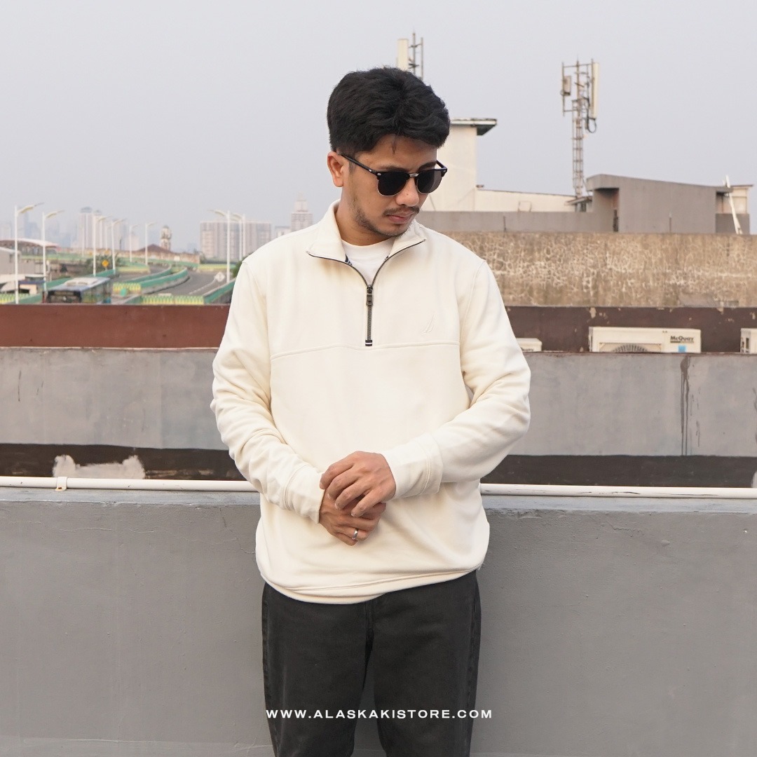 Half Zip Sweatshirt Beige NC1013