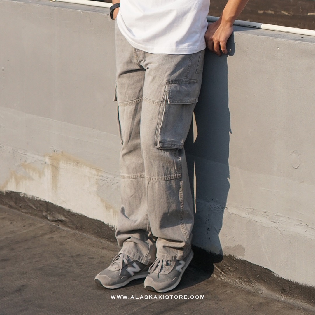 Loose Cargo Pants Light Grey BS5034