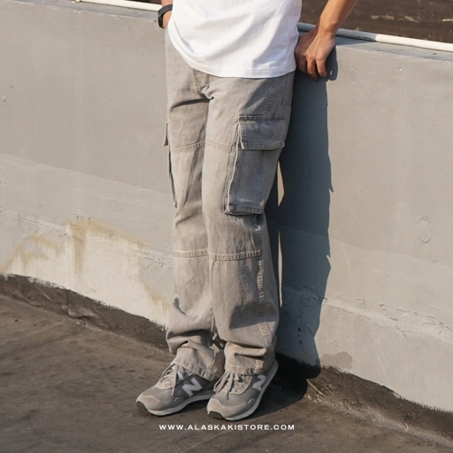 Loose Cargo Pants Light Grey BS5034
