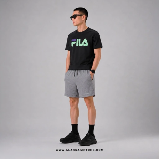 Quickdry Tshirt Black Logo Green FL4009