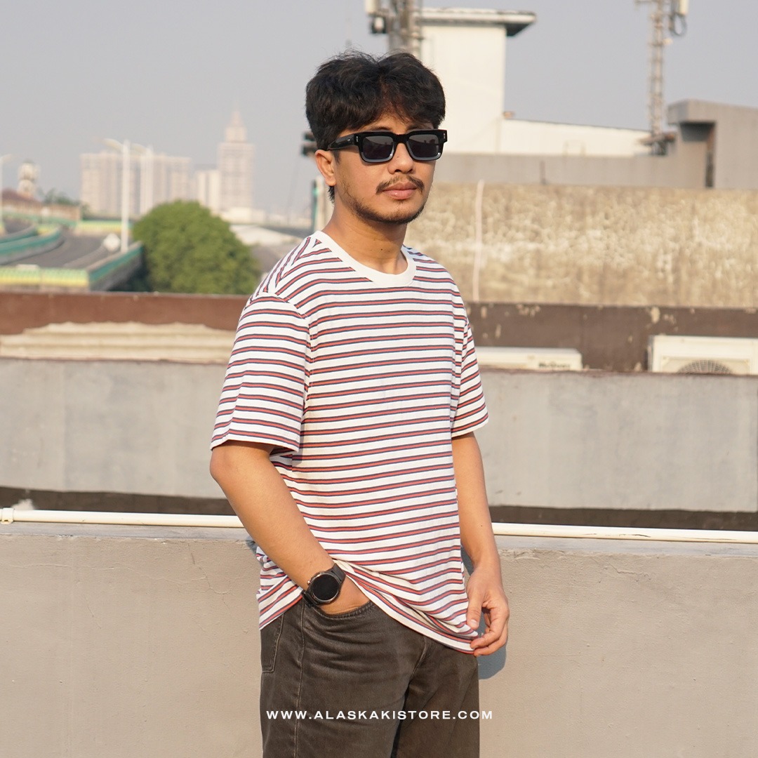 Stripe T-shirt White Red GF4044