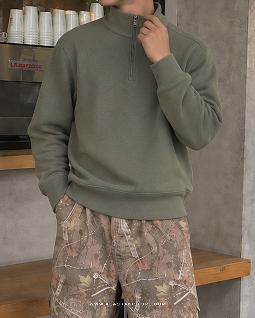 Half Zip Sweatshirt Olive BR7002