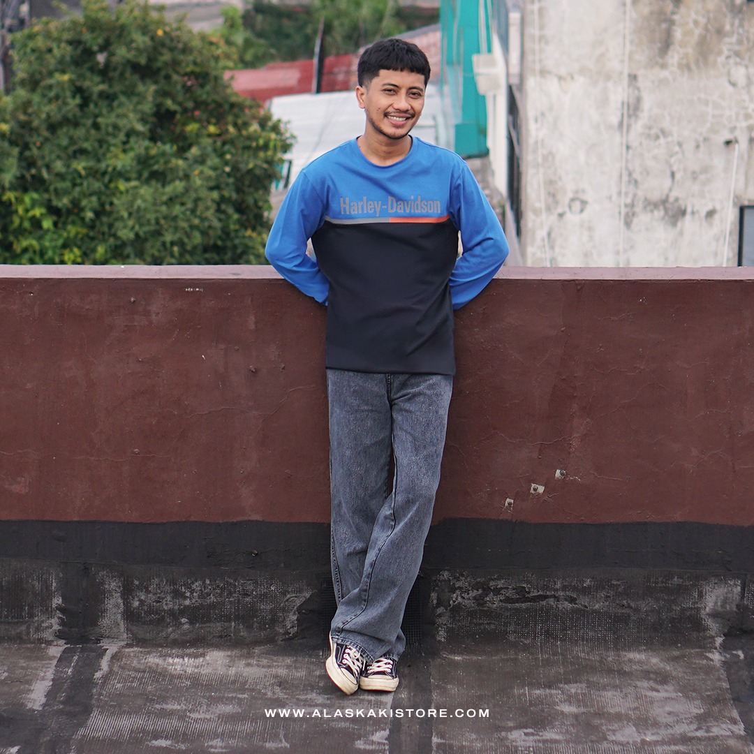 Long Sleeve Printed Tee Blue HD4002