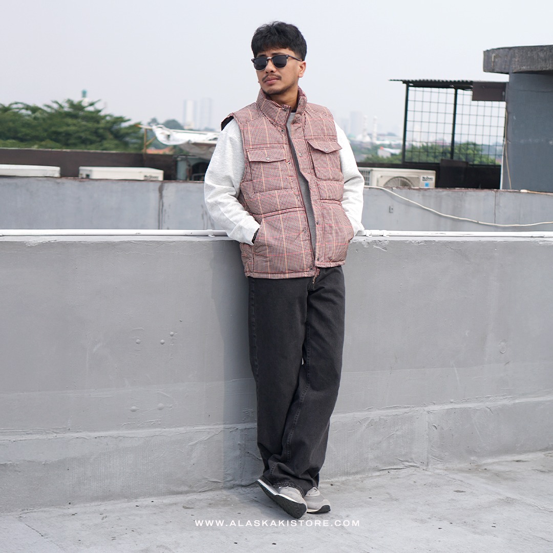 Puffer Vest Jacket Pattern Brown GF1002