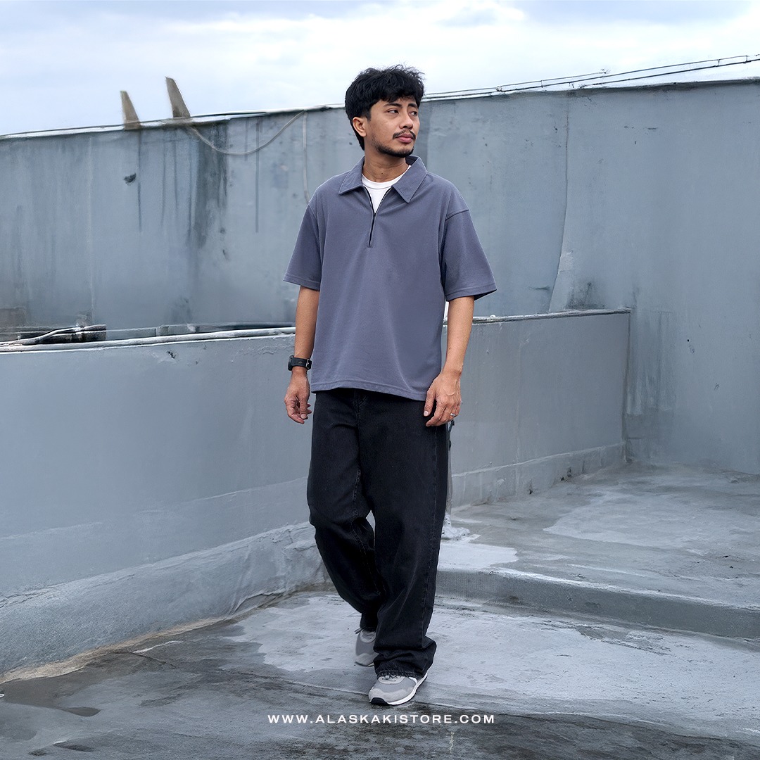 Half Zip Polo Shirt by Common Issue Grey CI4041