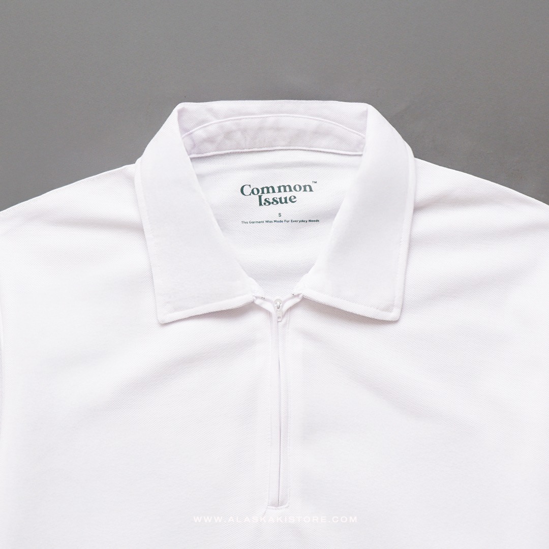 Half Zip Polo Shirt by Common Issue White CI4042