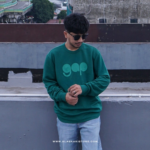 Image of Printed Logo Crewneck Sweatshirt Green GA7013