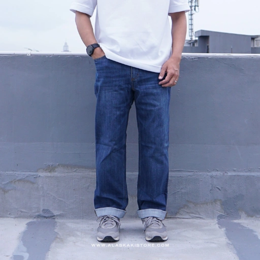 Image of Relaxed Fit Denim  Trousers Blue Washed DL5020