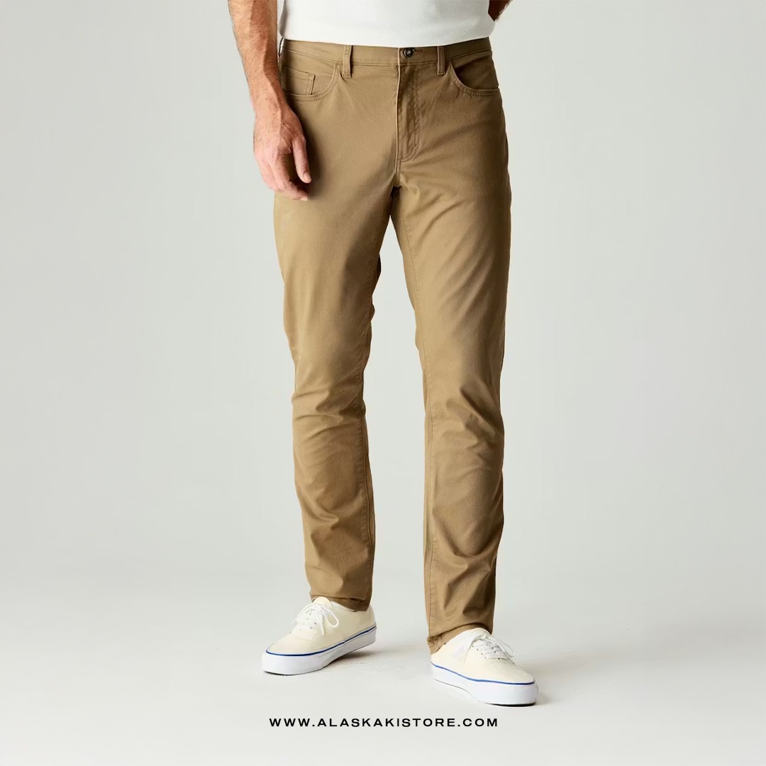 Twill Pants Athletic Tappered Fit Brown FT5015