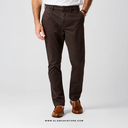 Image of Athletic Tappered Fit Chino Pants Dark Brown FT5030