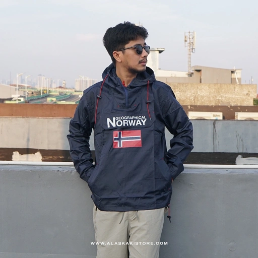 Image of Windbreaker Jacket Navy Big Logo GN1005
