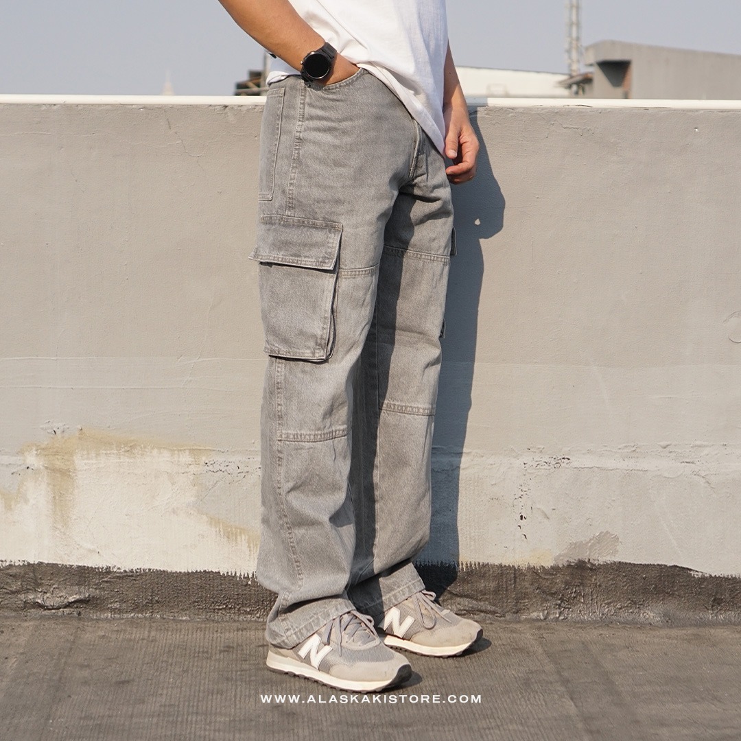 Loose Cargo Pants Light Grey BS5034