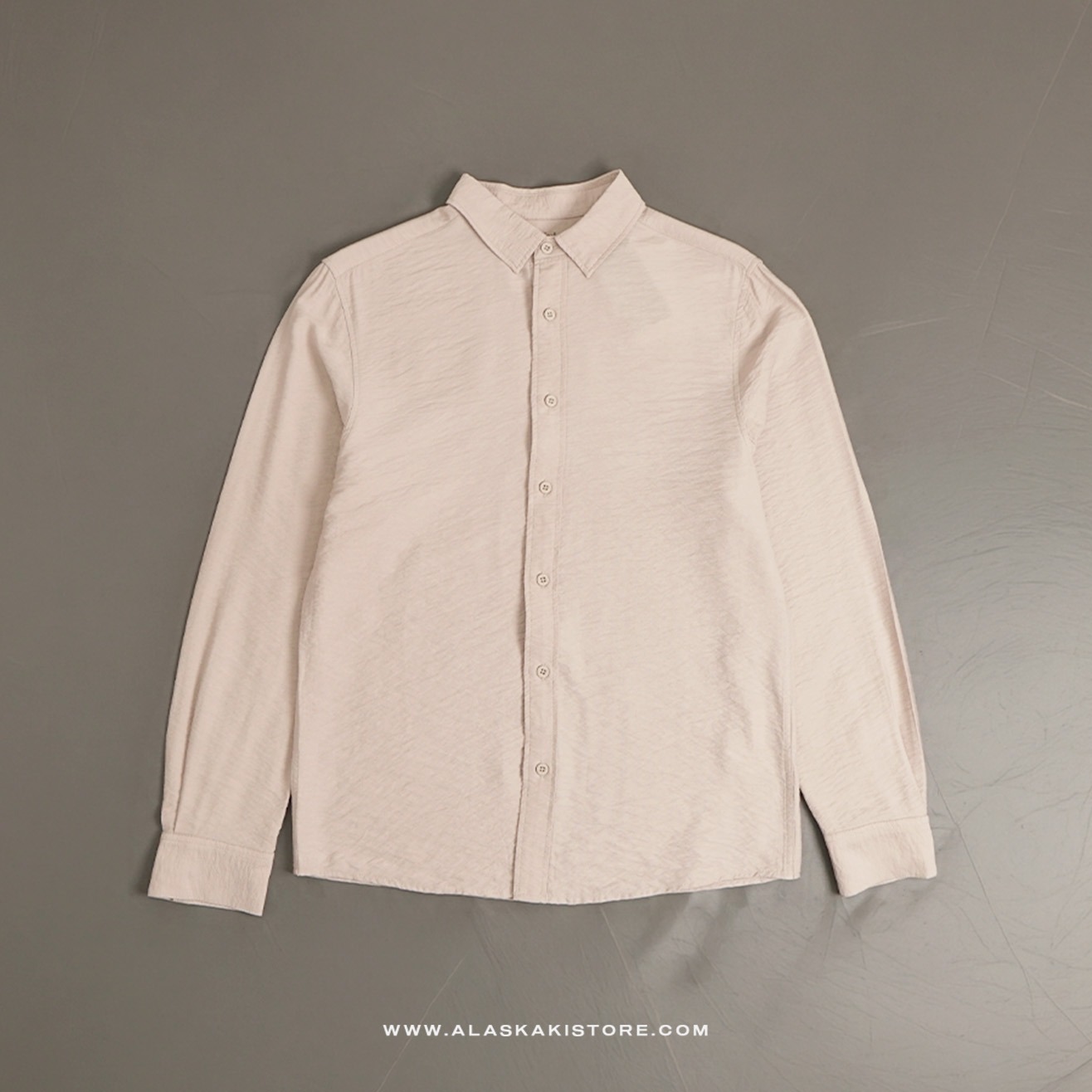 Crinkle Texture Long Sleeve Shirt Beige SH2032