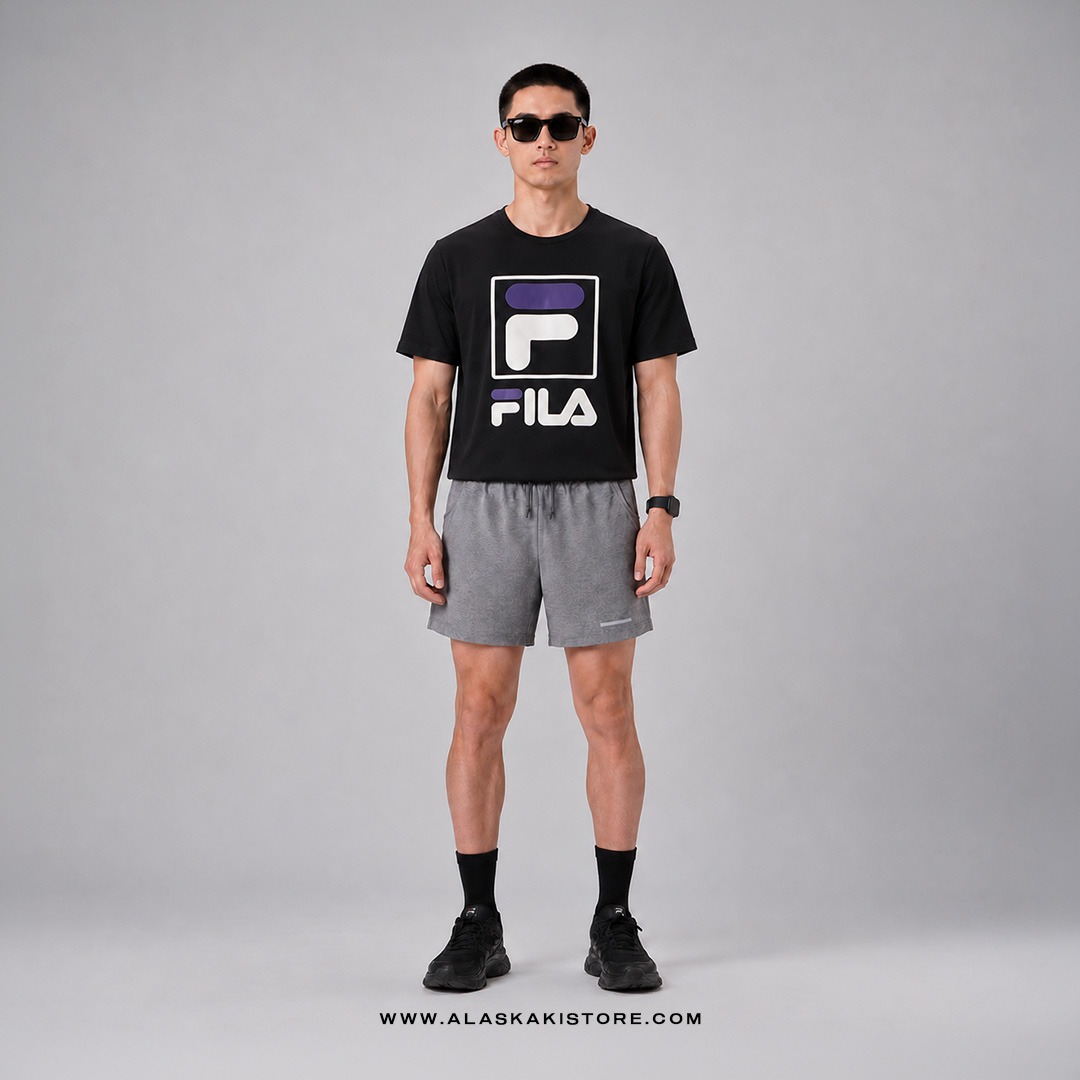 Quickdry Tshirt Black Logo White FL4013
