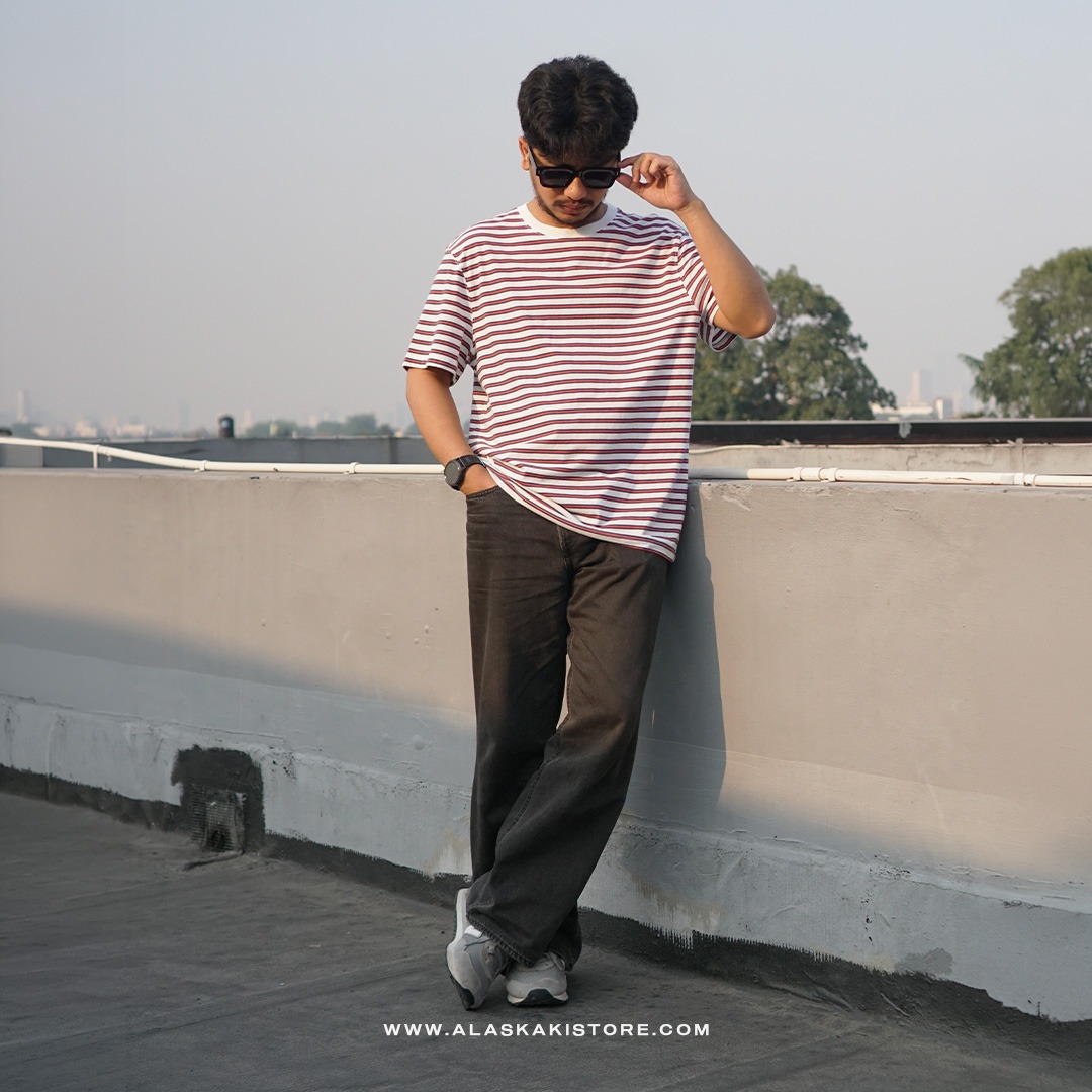 Stripe T-shirt White Red GF4044