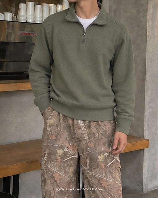 Half Zip Sweatshirt Olive BR7002