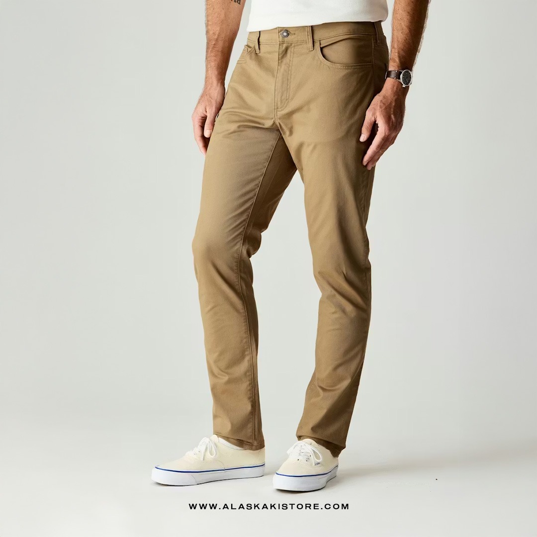 Twill Pants Athletic Tappered Fit Brown FT5015